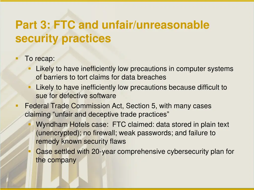 part 3 ftc and unfair unreasonable security
