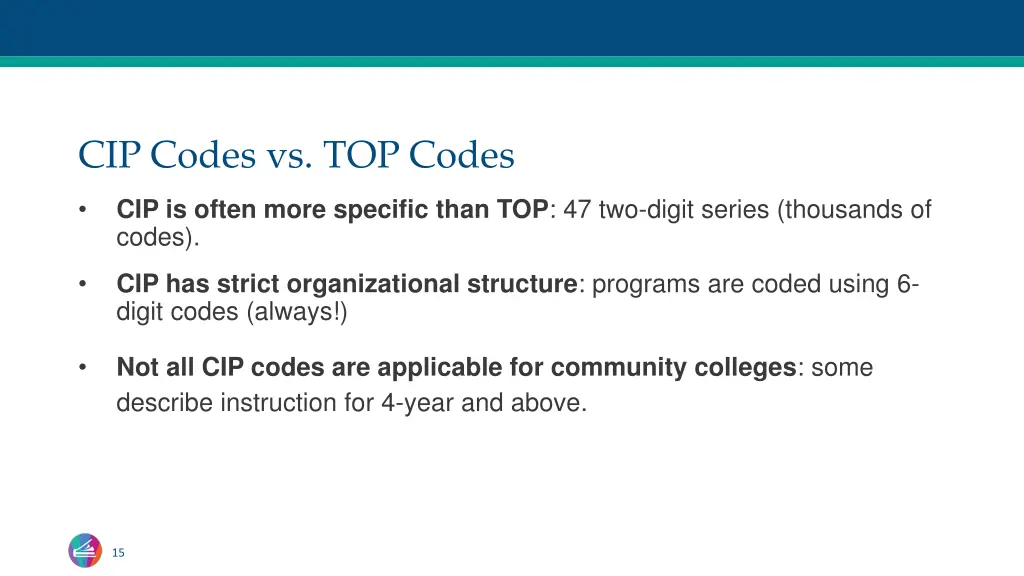 cip codes vs top codes