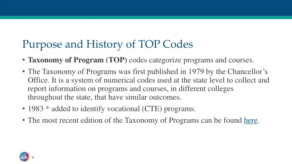 purpose and history of top codes