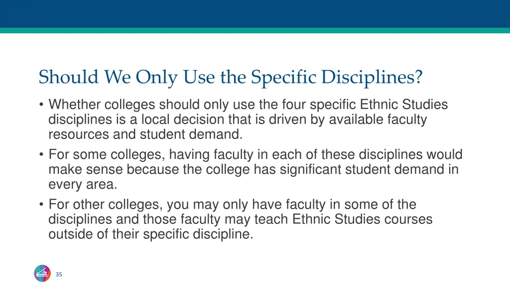 should we only use the specific disciplines