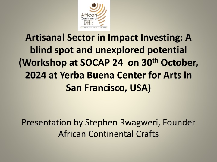 artisanal sector in impact investing a blind spot