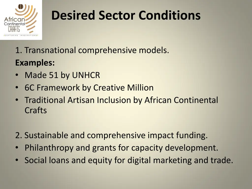 desired sector conditions