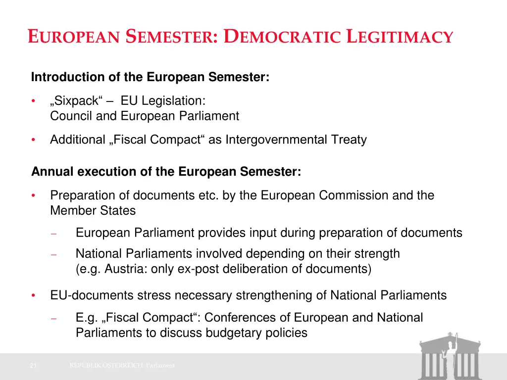 e uropean s emester d emocratic l egitimacy