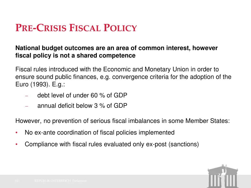 p re c risis f iscal p olicy