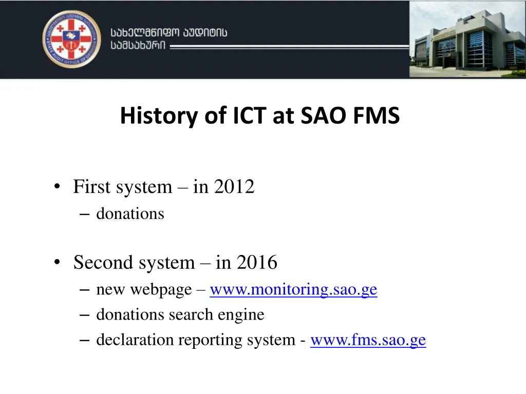history of ict at sao fms