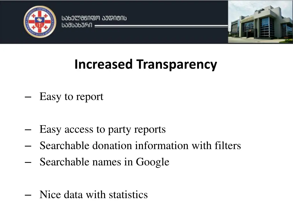 increased transparency
