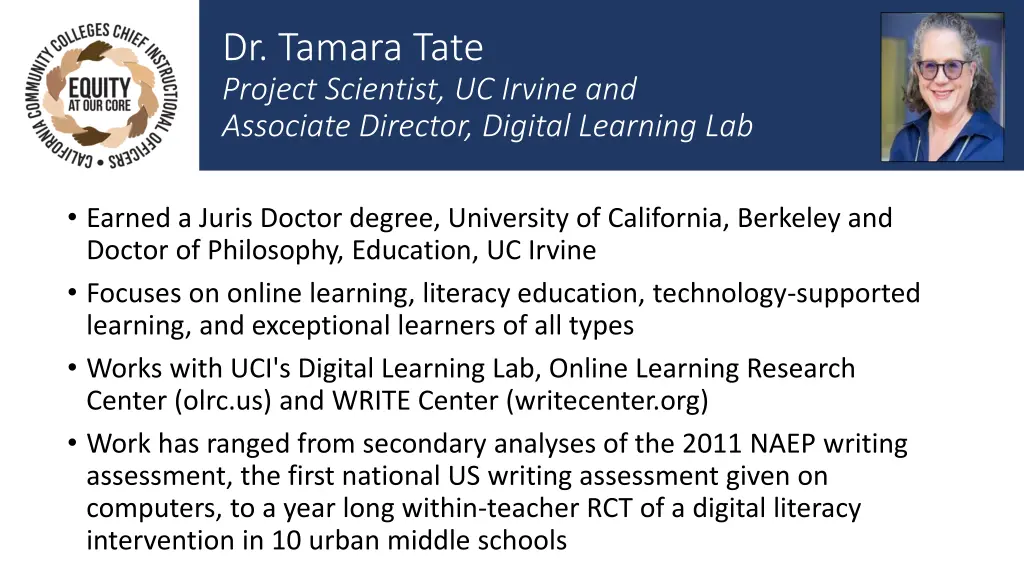 dr tamara tate project scientist uc irvine