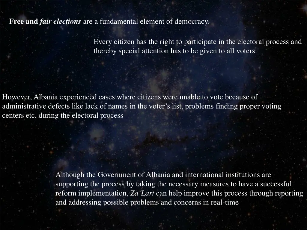 free and fair elections are a fundamental element