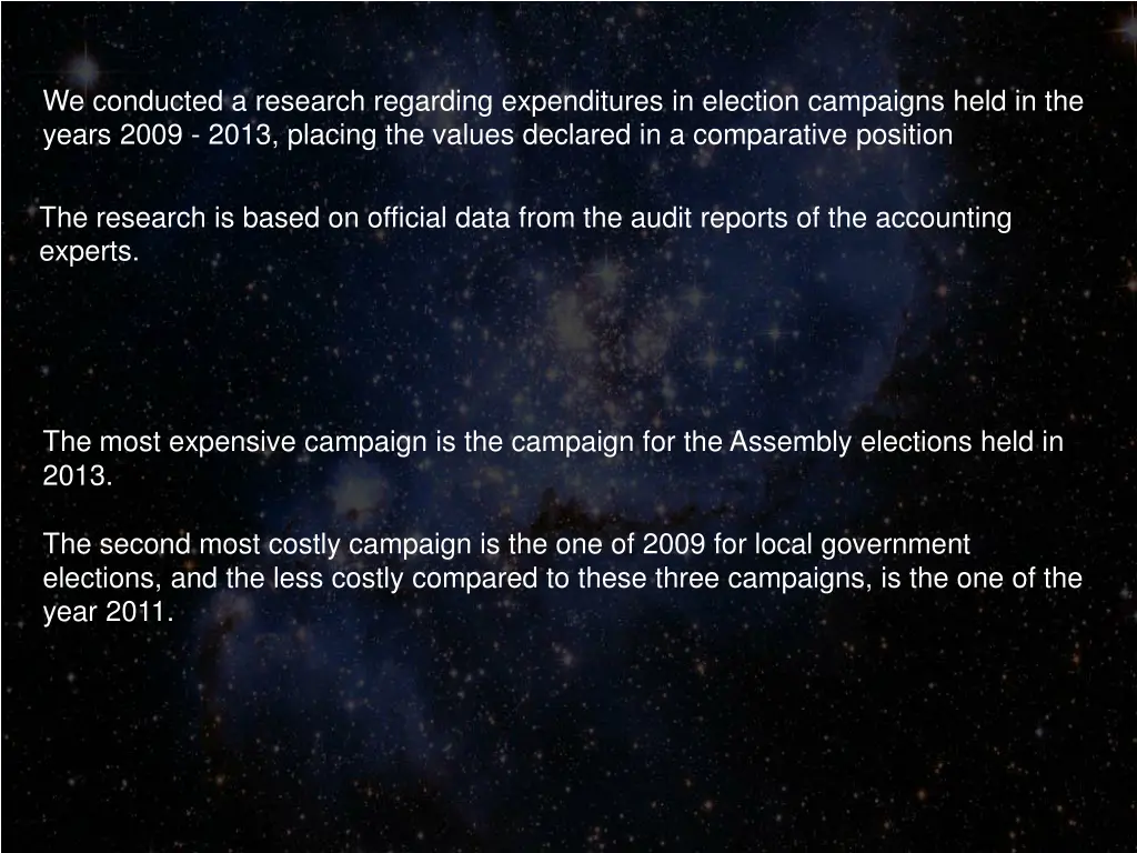 we conducted a research regarding expenditures
