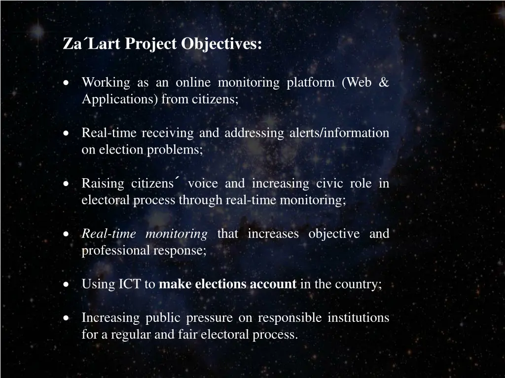 za lart project objectives