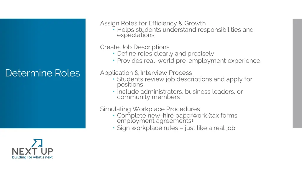 assign roles for efficiency growth helps students