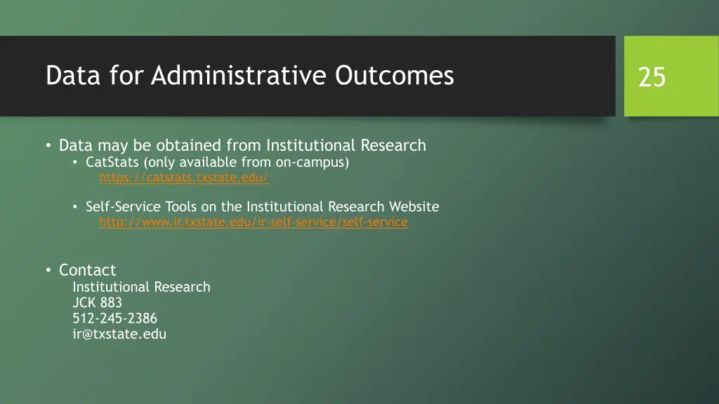 data for administrative outcomes