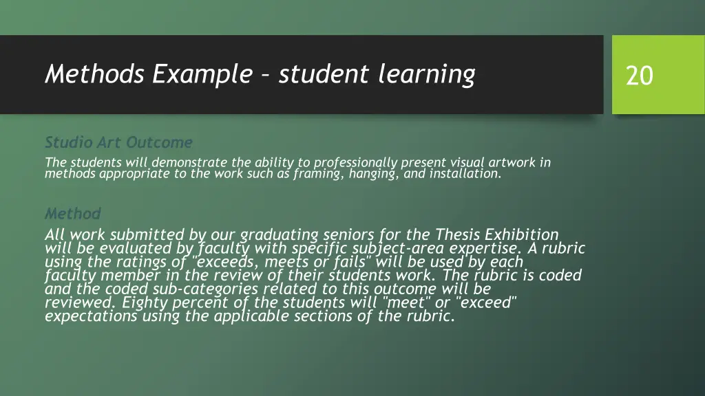 methods example student learning