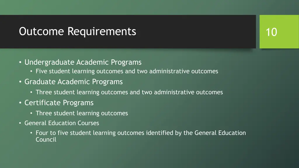 outcome requirements