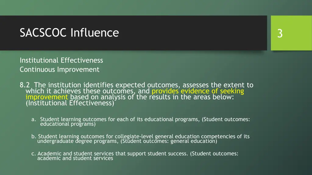 sacscoc influence