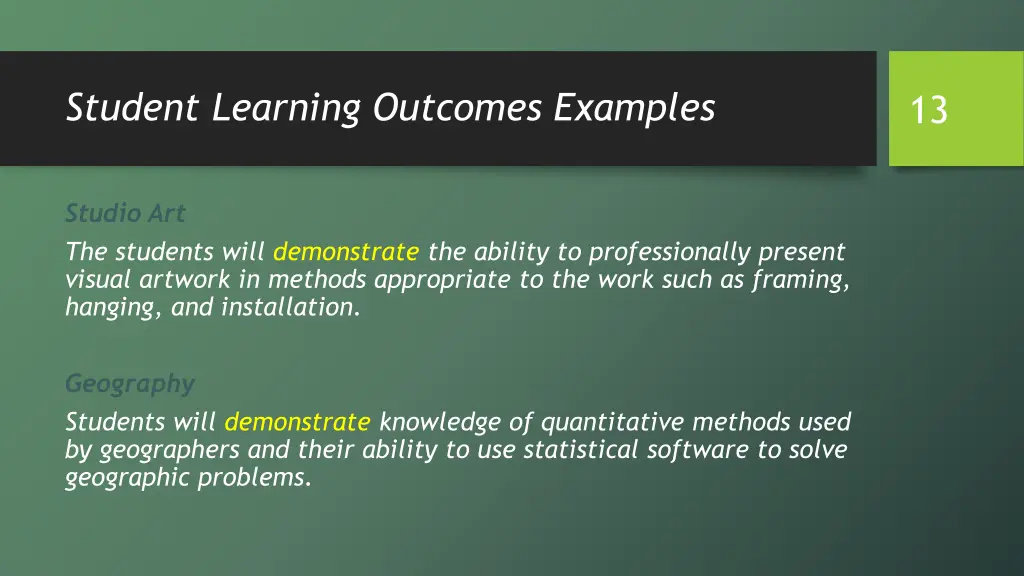 student learning outcomes examples 1