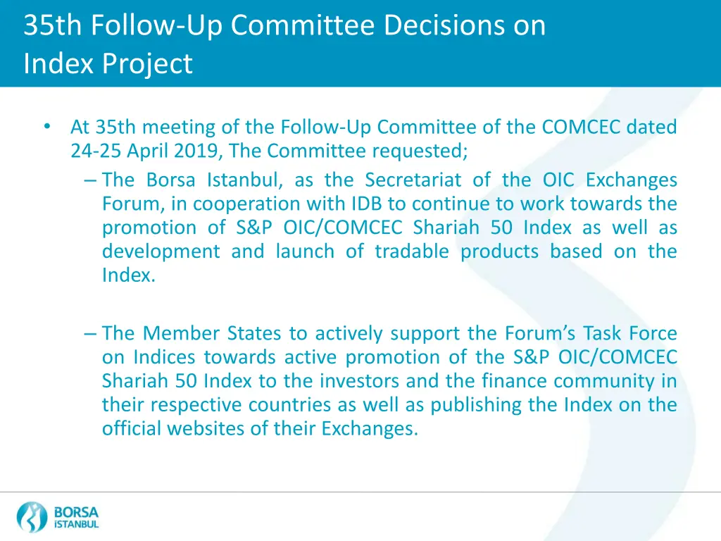 35th follow up committee decisions on index