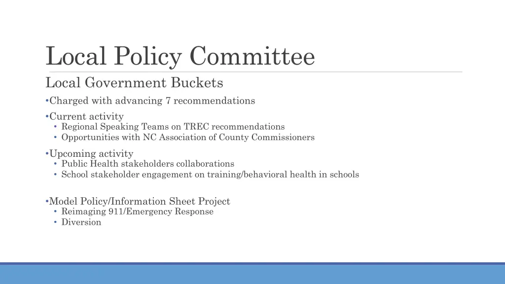 local policy committee local government buckets