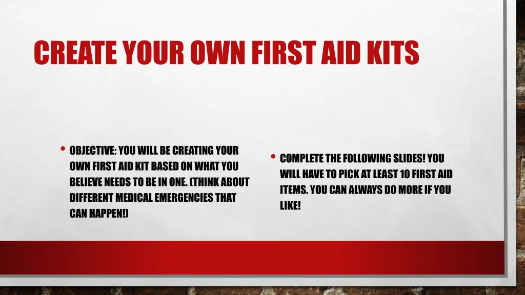 create your own first aid kits