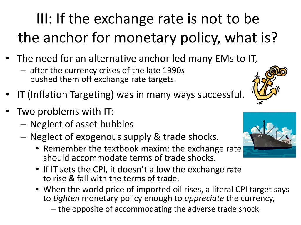 iii if the exchange rate is not to be the anchor