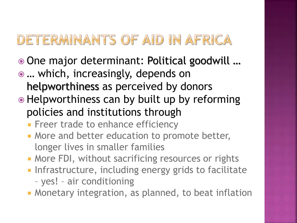 determinants of aid in africa