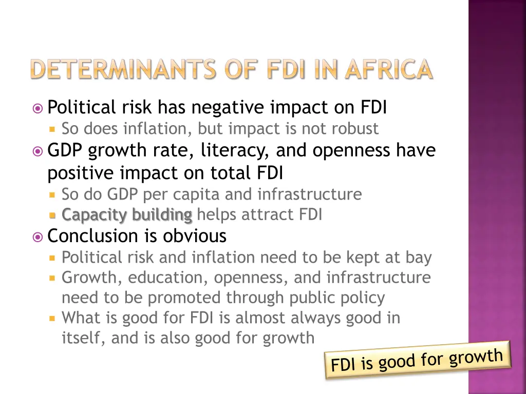 determinants of fdi in africa