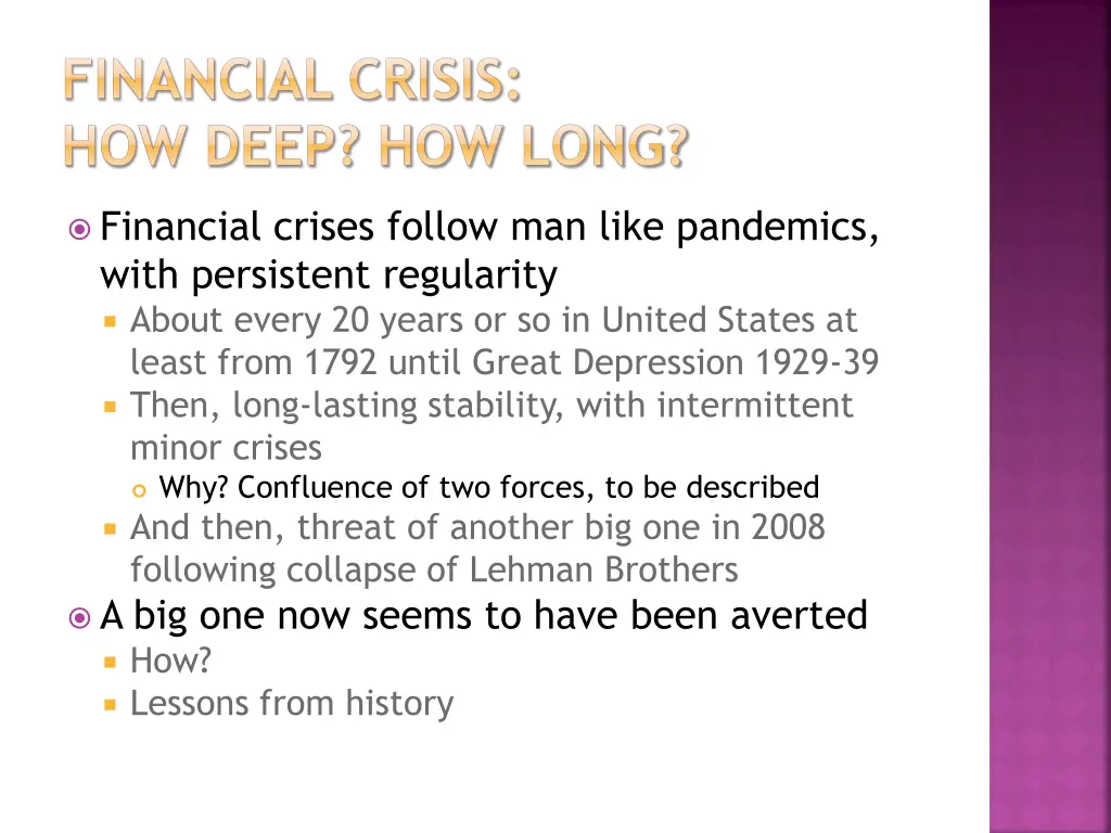 financial crisis how deep how long