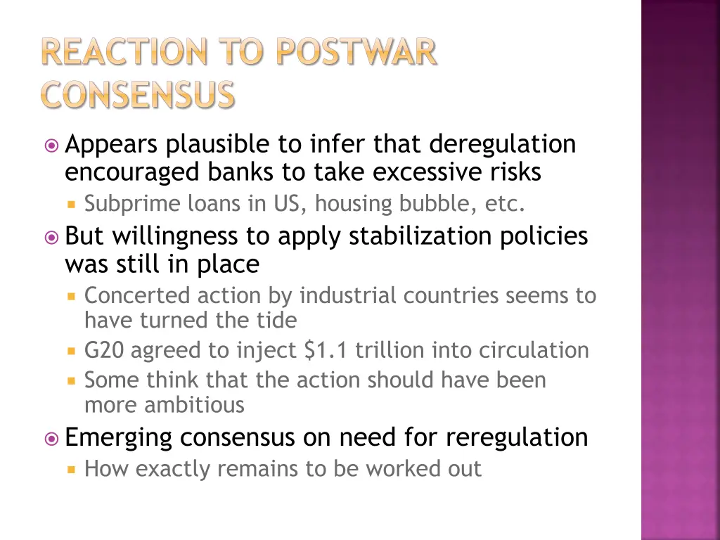 reaction to postwar consensus 1