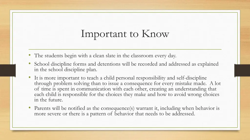 important to know