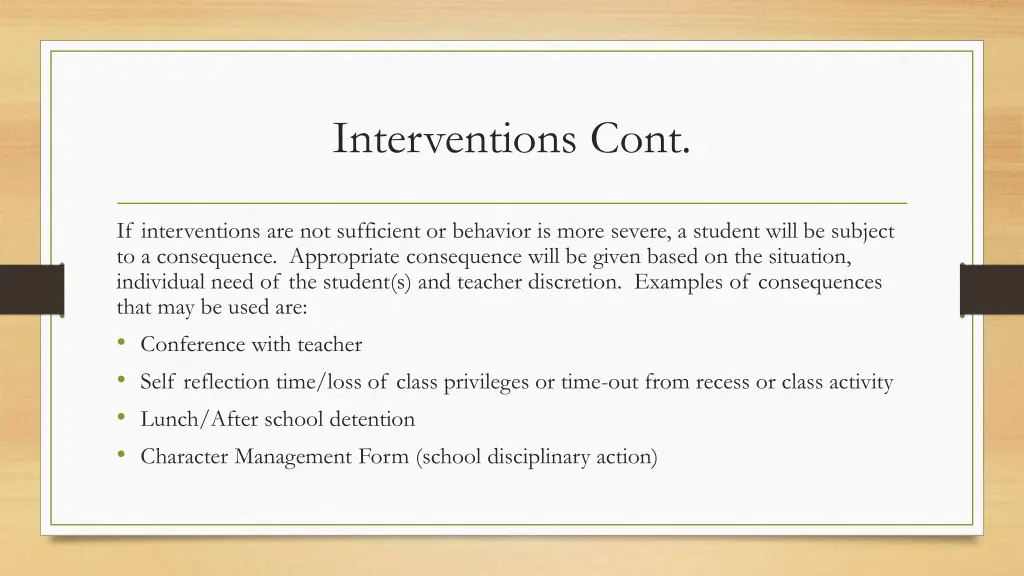 interventions cont