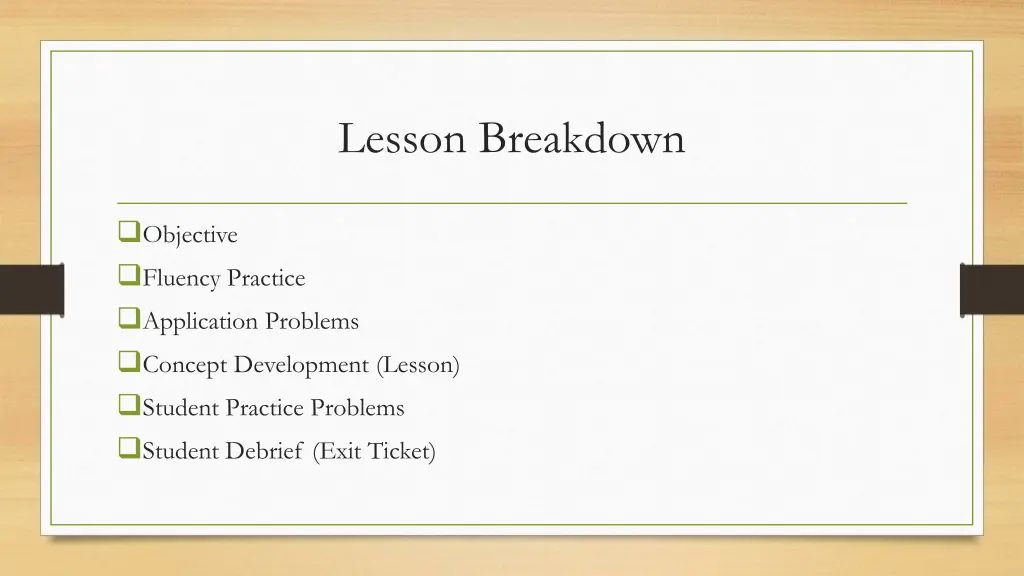 lesson breakdown