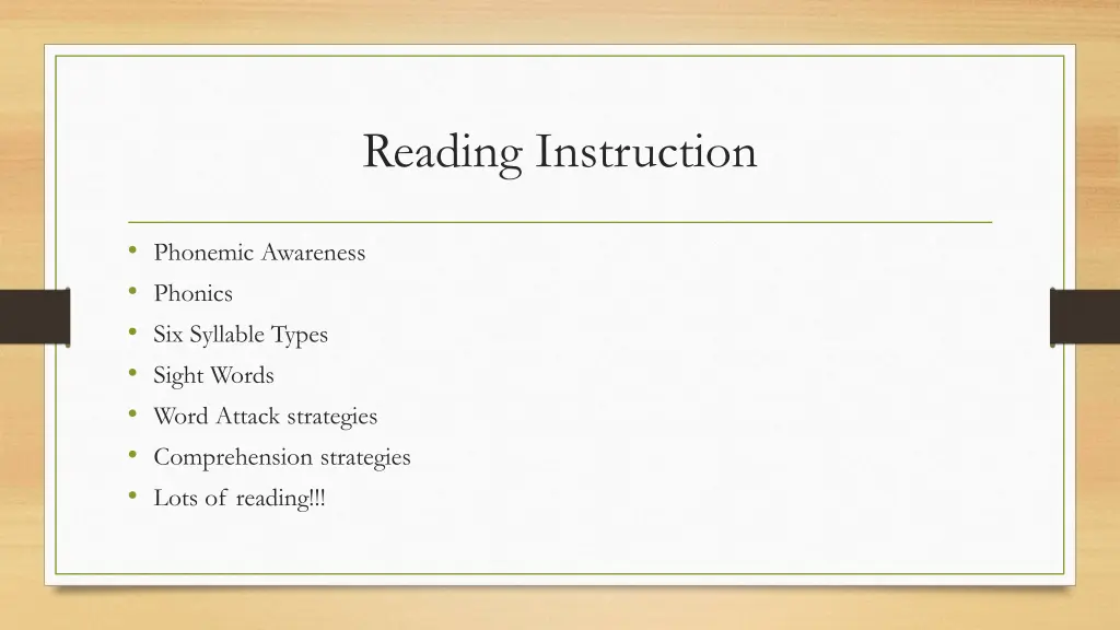 reading instruction