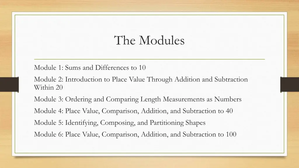 the modules