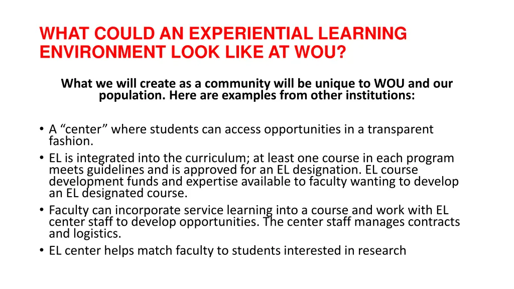 what could an experiential learning environment