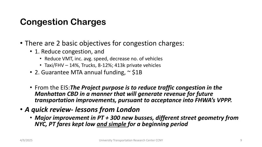 congestion charges