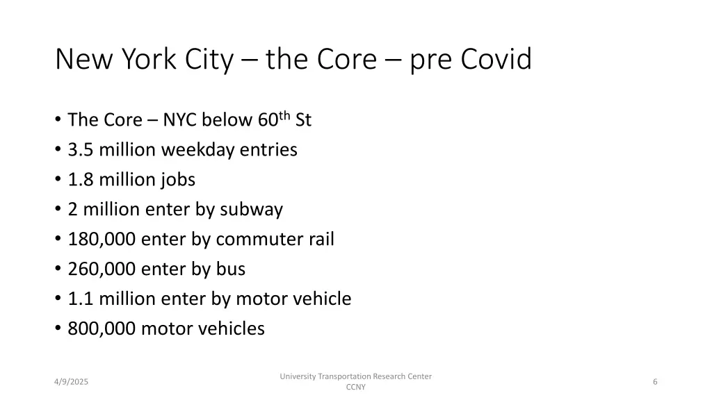 new york city the core pre covid