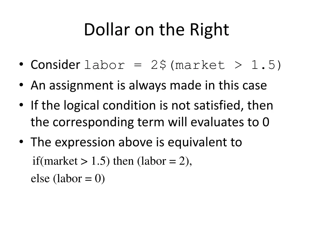 dollar on the right