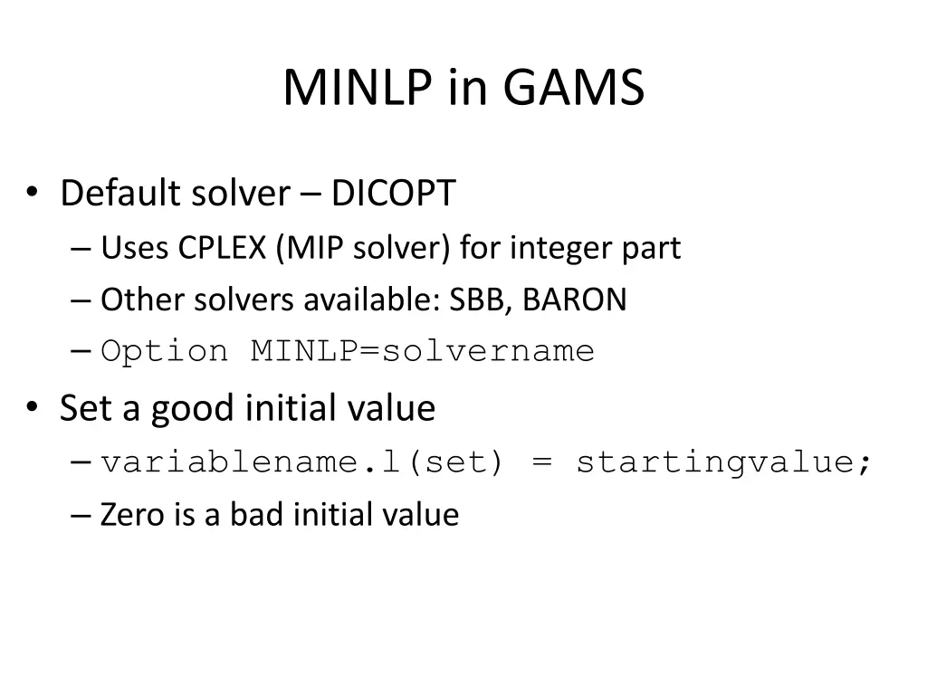 minlp in gams