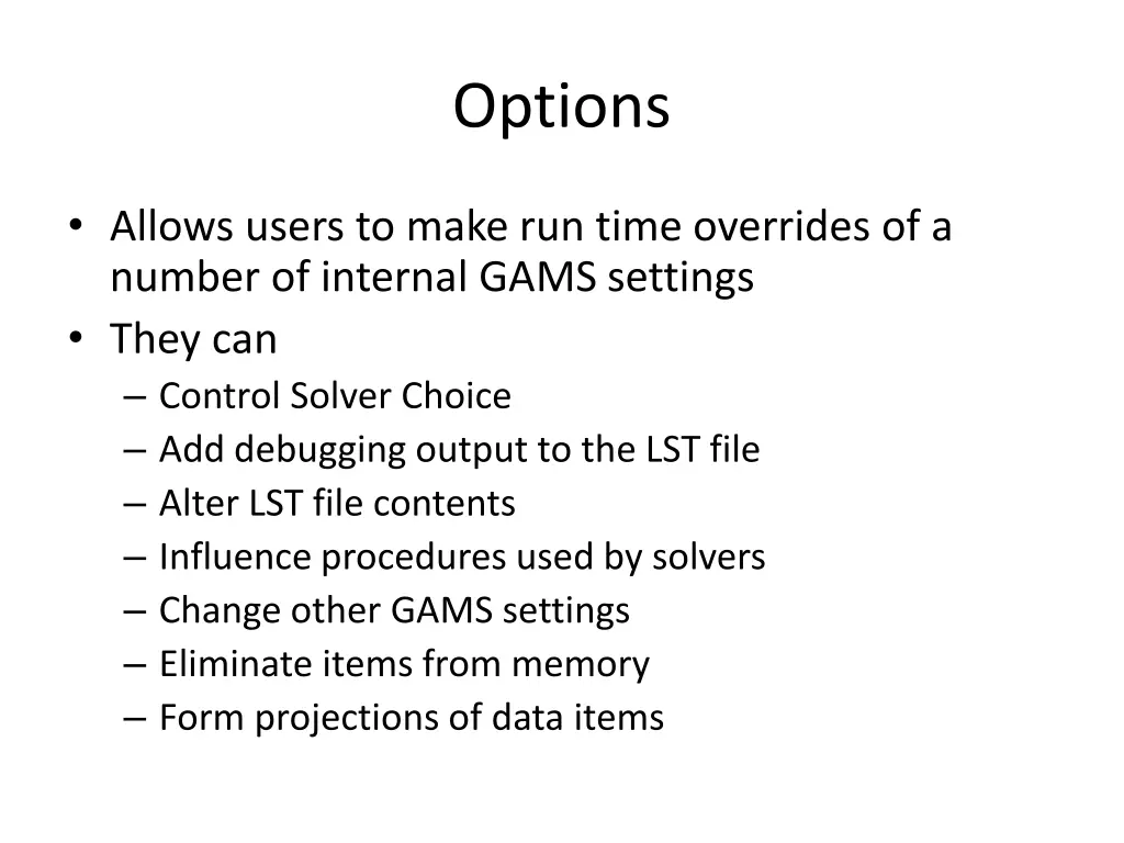options
