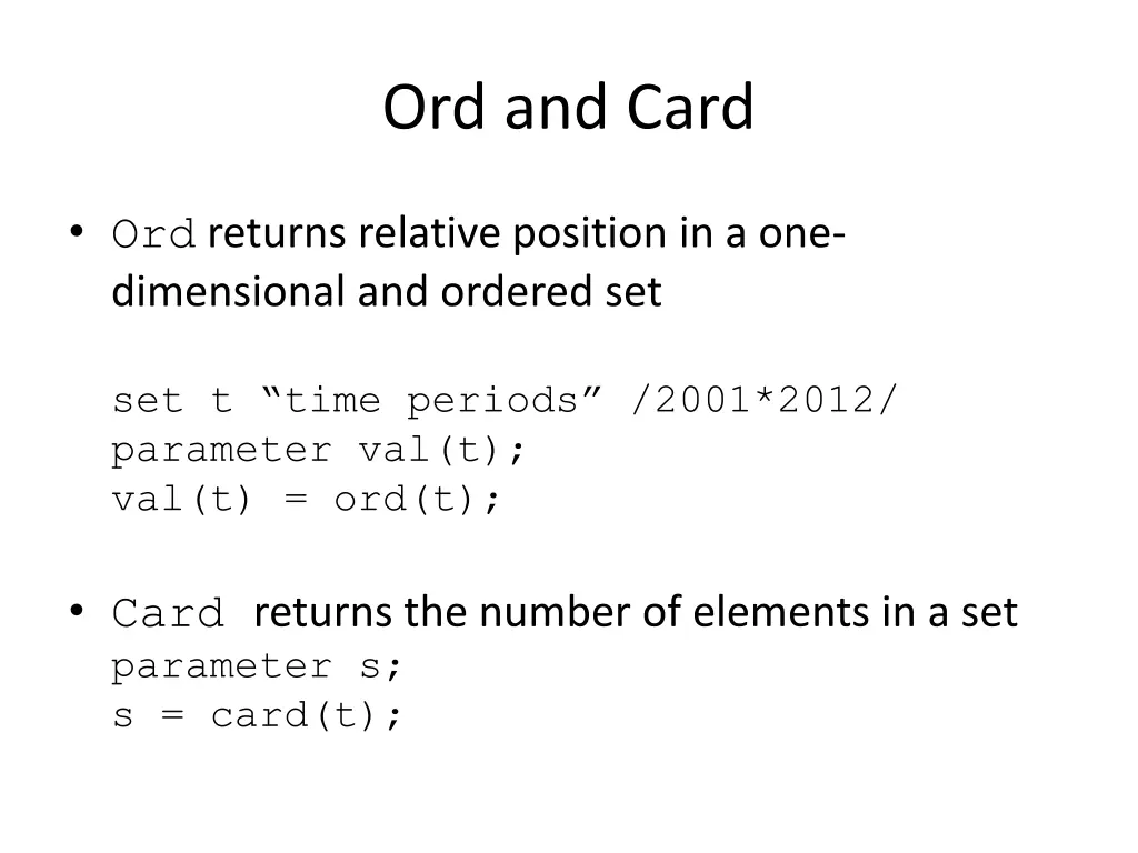 ord and card