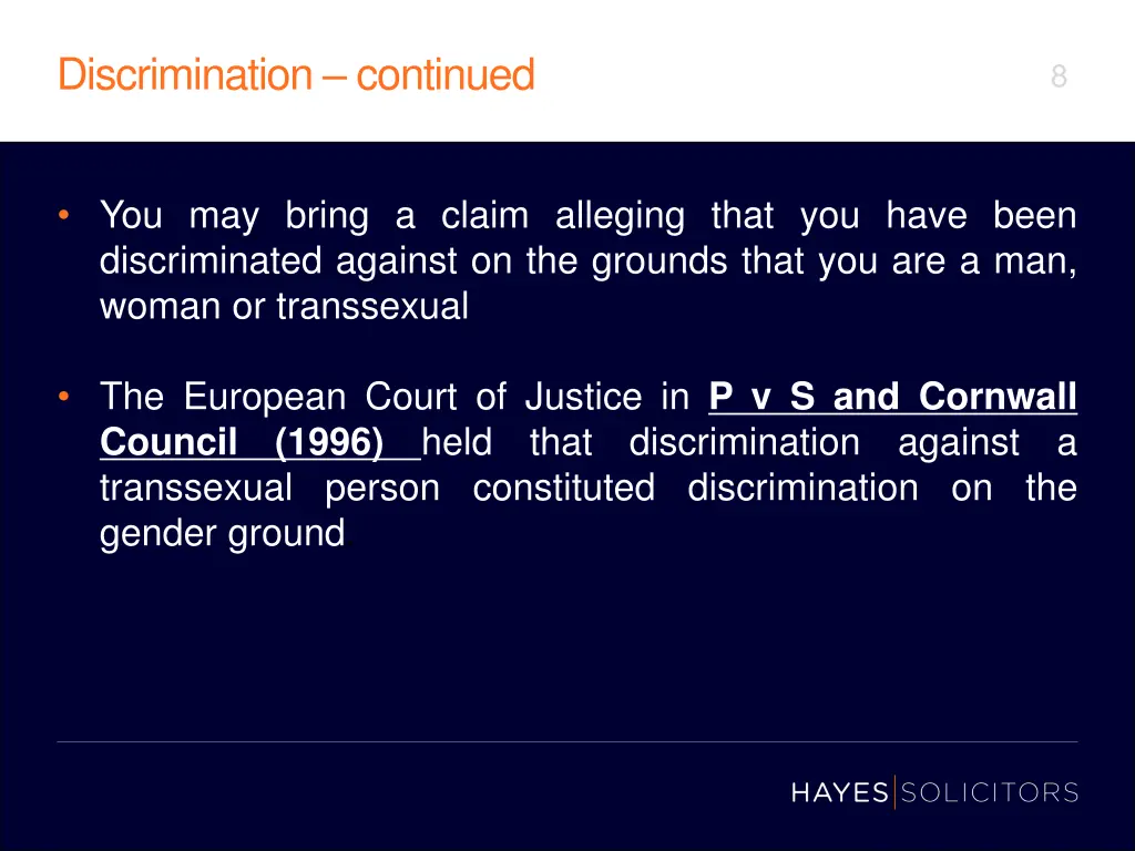 discrimination continued