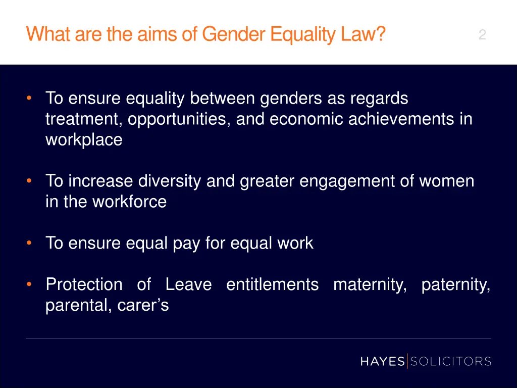 what are the aims of gender equality law