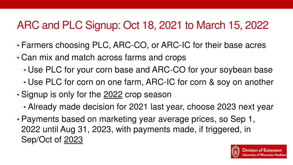 arc and plc signup oct 18 2021 to march 15 2022