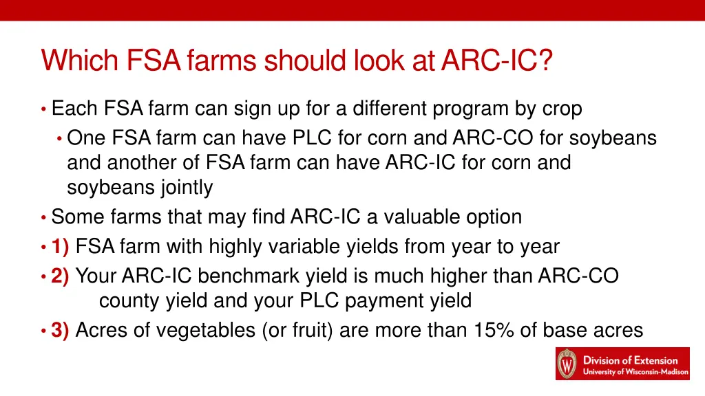 which fsa farms should look at arc ic
