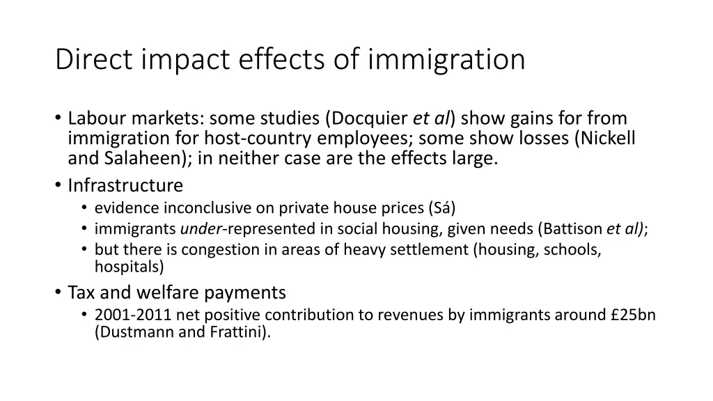direct impact effects of immigration