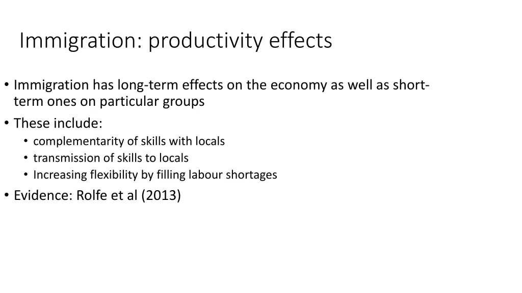 immigration productivity effects