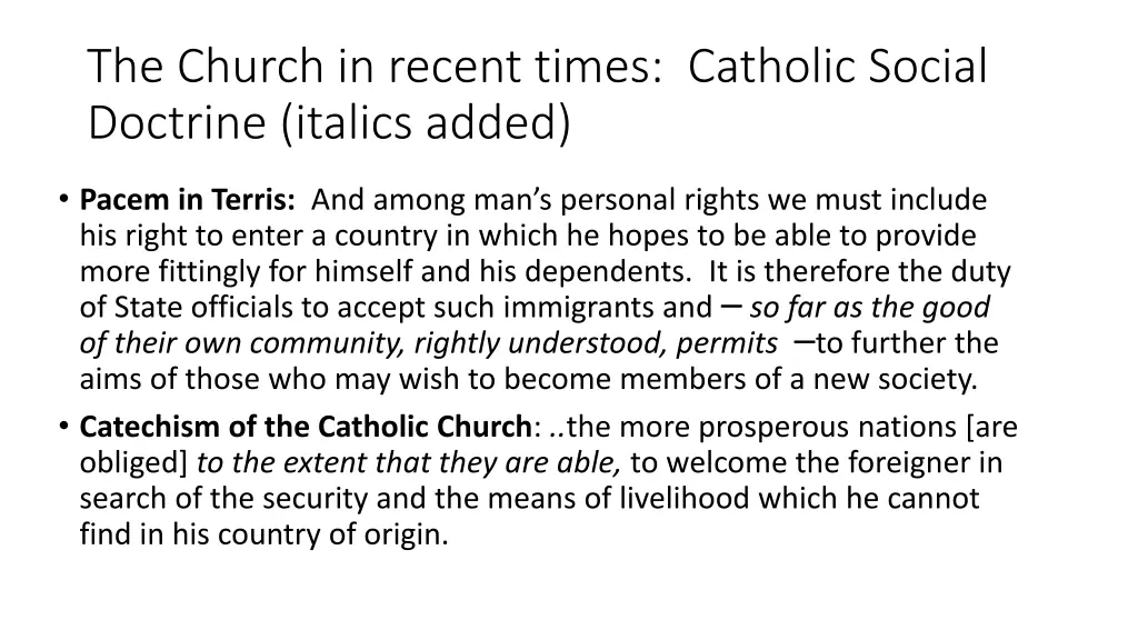 the church in recent times catholic social