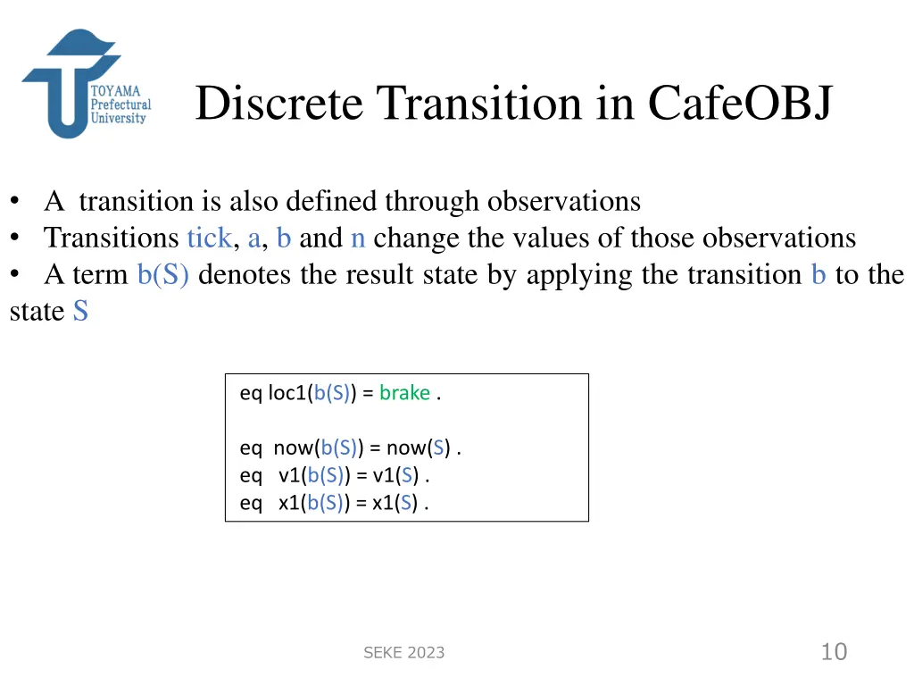 discrete transition in cafeobj