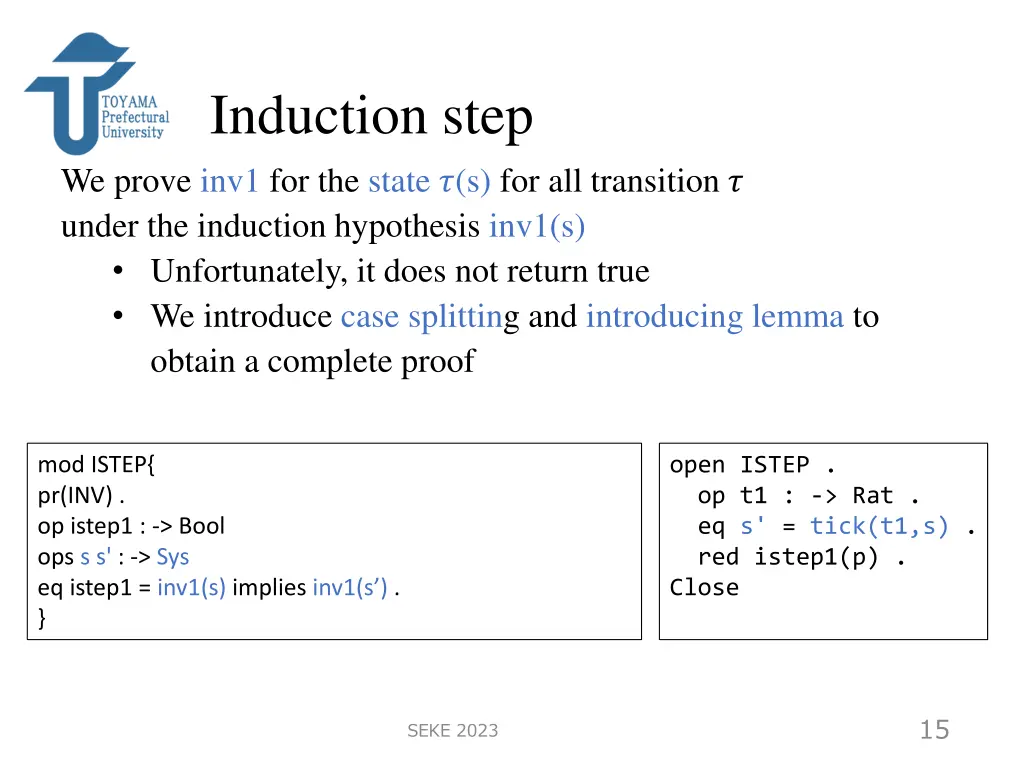 induction step we prove inv1 for the state