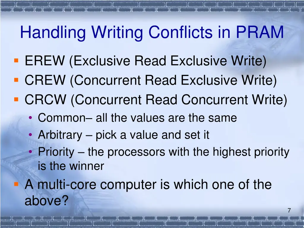 handling writing conflicts in pram